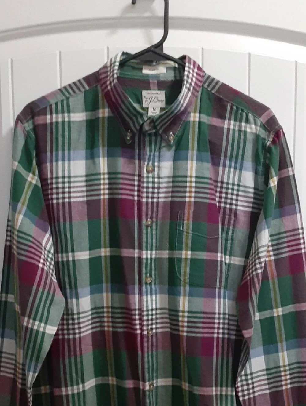 J. Crew Men's Classic Indian Madras Plaid Button-Down Shirt - Medium